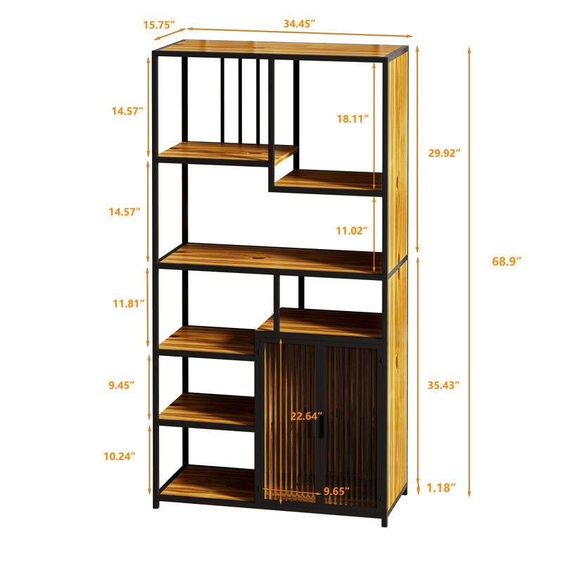 Multipurpose Bookshelf Storage Rack, with Enclosed Storage Cabinet, for Living Room, Home Office, Kitchen(Combined Type)