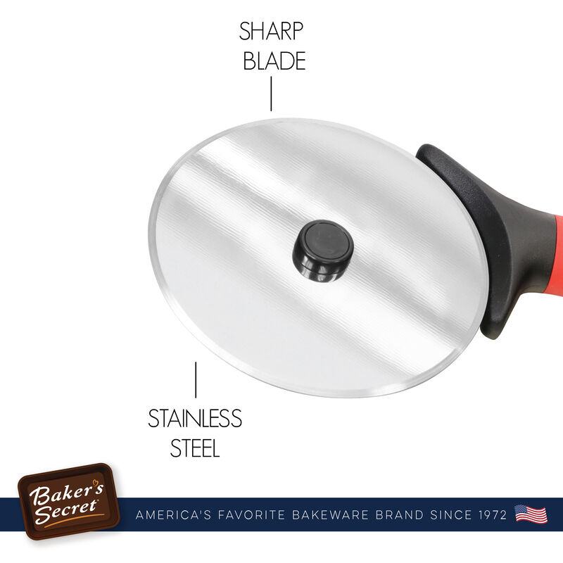 Baker's Secret Pizza Cutter Kitchen Accessories Stainless Steel, Easy-Grip, 3.3"