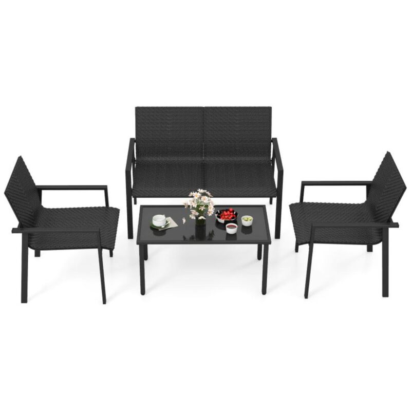 Hivvago 4 Pieces Patio Furniture Set with Heavy Duty Galvanized Metal Frame