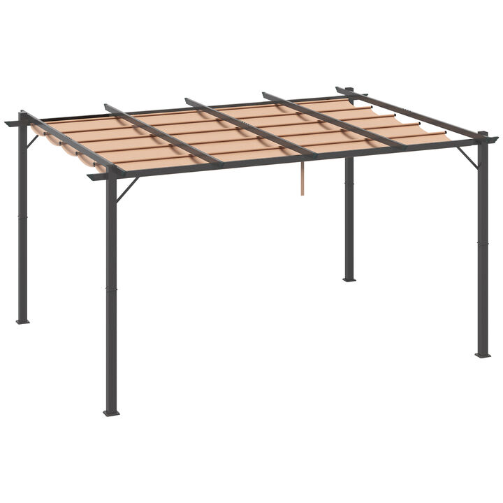 Outsunny 10' x 13' Aluminum Patio Pergola with Retractable Pergola Canopy, Backyard Shade Shelter for Porch, Outdoor Party, Garden, Grill Gazebo, Charcoal Gray