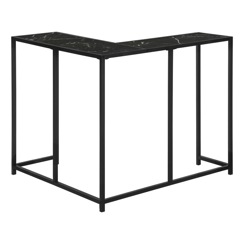 Monarch Specialties I 2158 Accent Table, Console, Entryway, Narrow, Corner, Living Room, Bedroom, Metal, Laminate, Black Marble Look, Contemporary, Modern