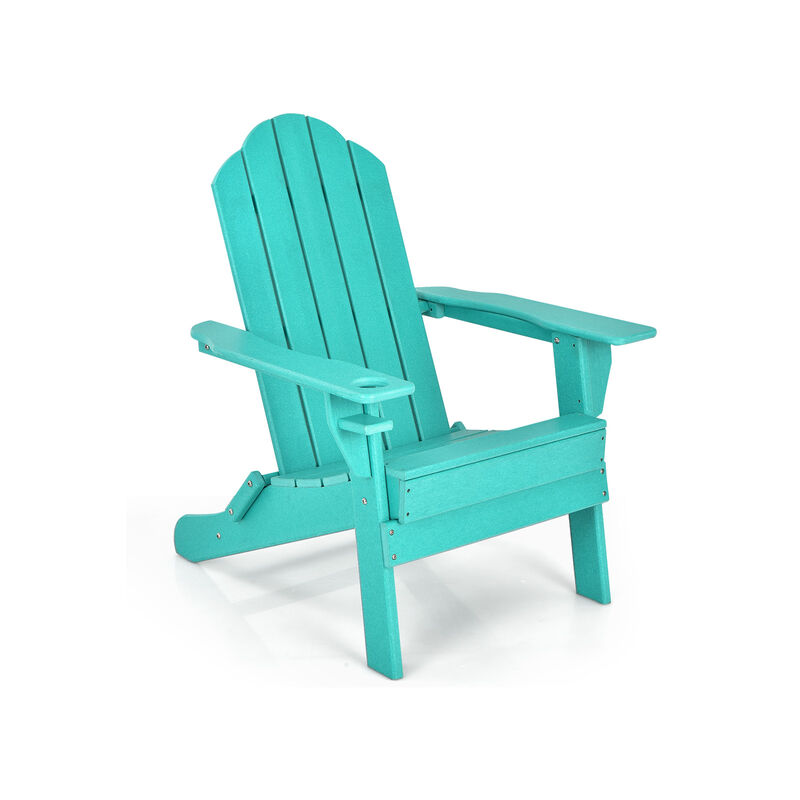 Foldable Weather Resistant Patio Chair with Built-in Cup Holder