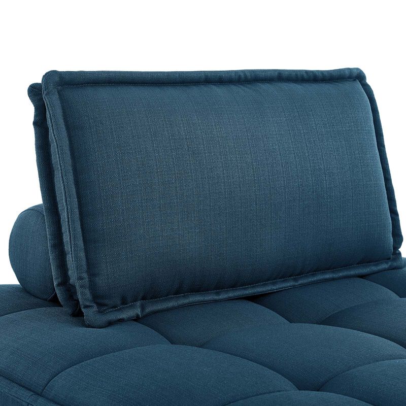 Saunter Tufted Fabric 5-Piece Sectional Sofa Blue