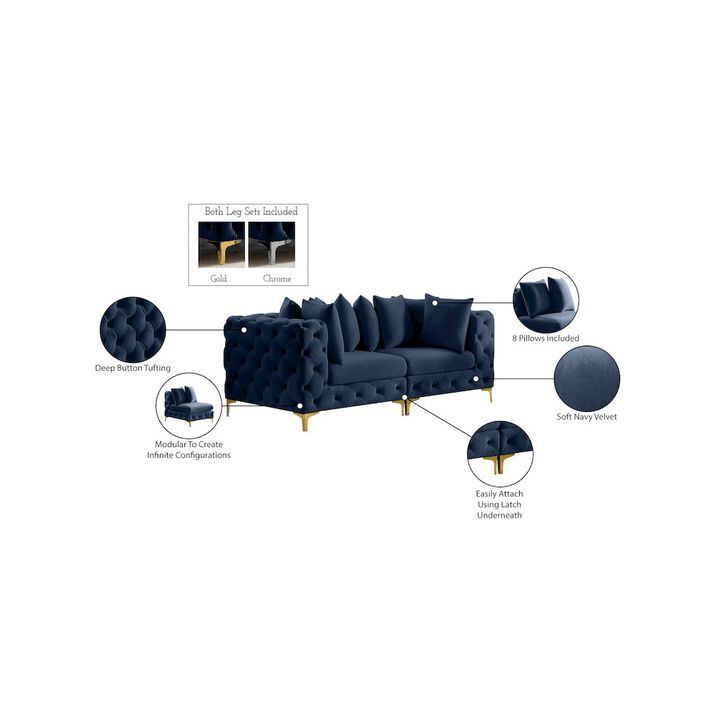 Meridian Furniture Tremblay Navy Velvet Modular Sofa