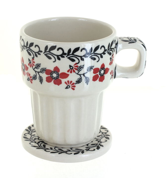 Blue Rose Polish Pottery Scarlett Ivy Large Mug with Lid