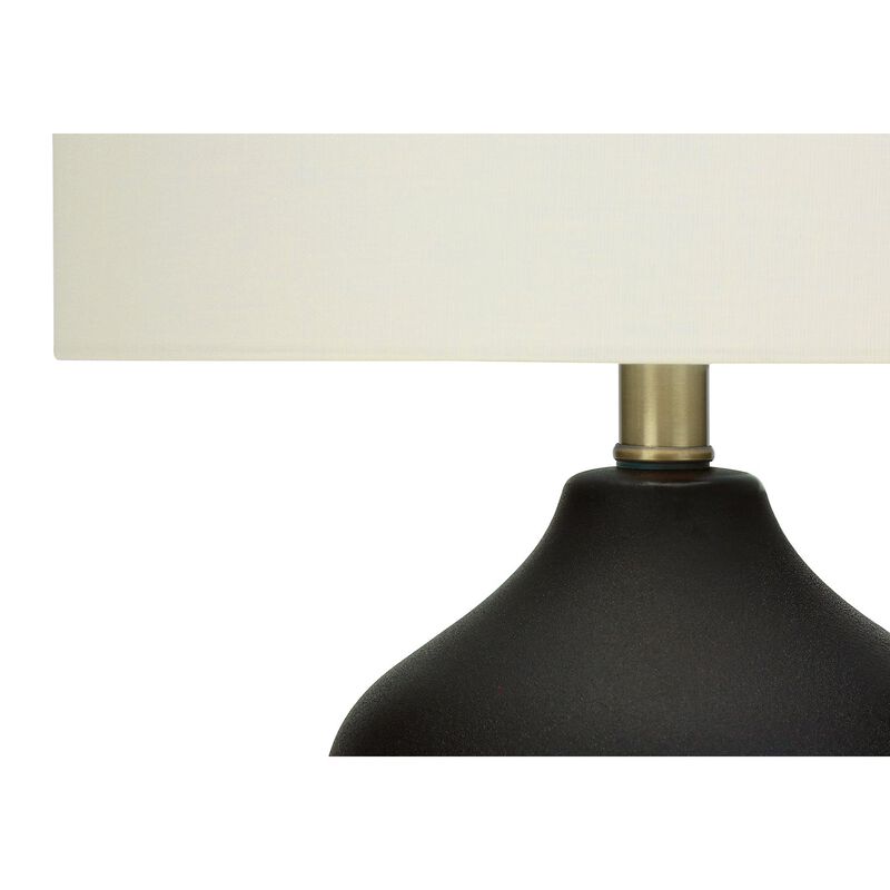 Monarch Specialties I 9708 - Lighting, 22"H, Table Lamp, Black Ceramic, Ivory / Cream Shade, Transitional