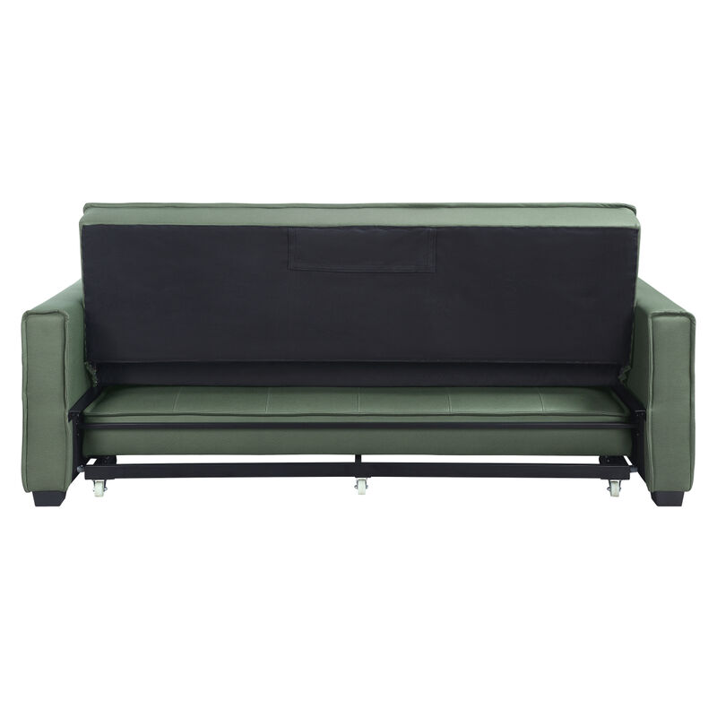 Octavio Adjustable Sofa w/2 Pillows, Green Fabric LV