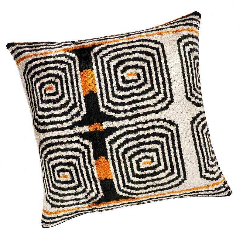 Labyrinth Silk Velvet Ikat Pillow, 20" X 20" Case Only