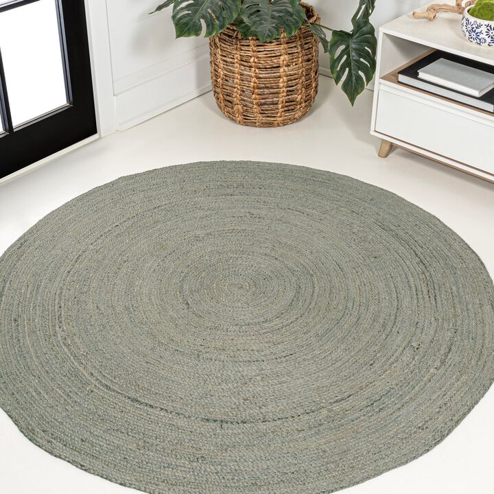 Zara Braided Coastal Cottage Round Jute. Round Area Rug