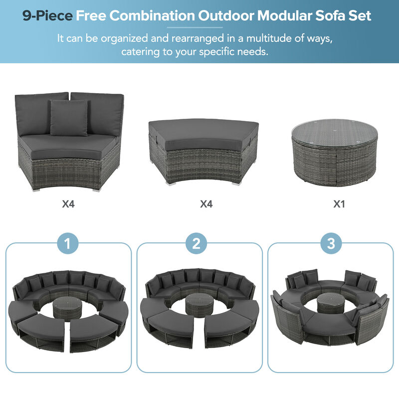Merax  Luxury Circular Outdoor Sofa Lounge Set