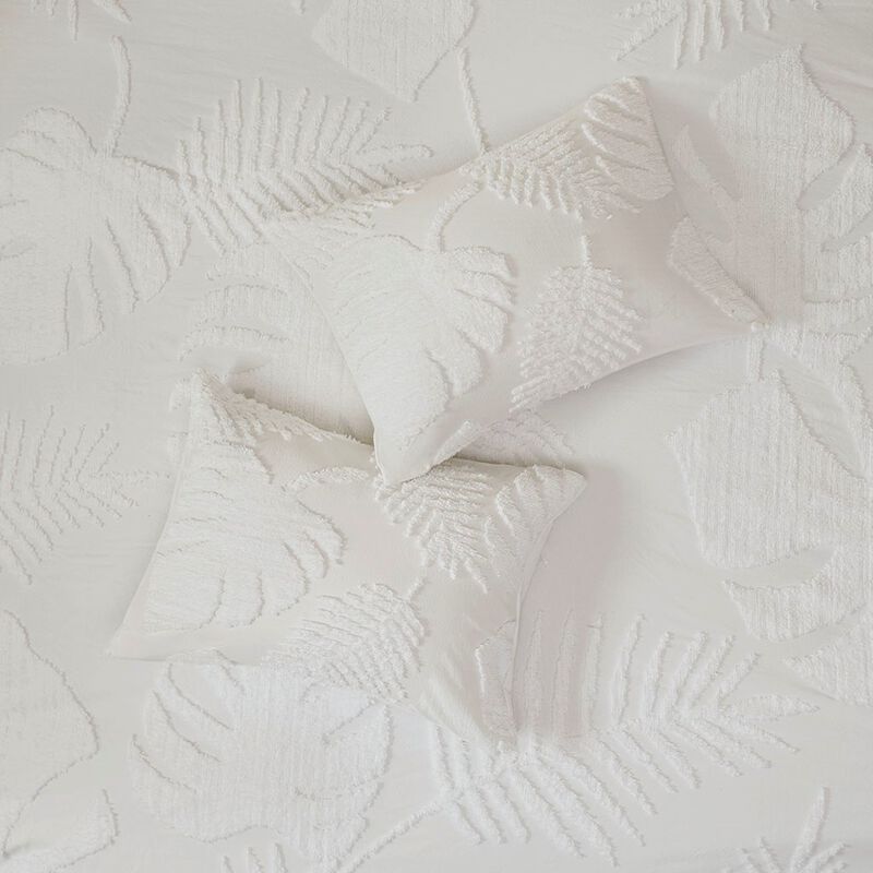 Gracie Mills Domenic 3-Piece Coastal Breeze Tufted Cotton Chenille Palm Comforter Set