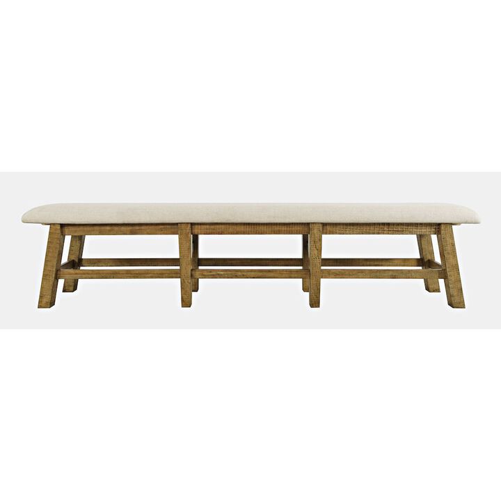 Jofran Telluride Rustic Farmhouse Solid Wood 85 Upholstered Dining Bench