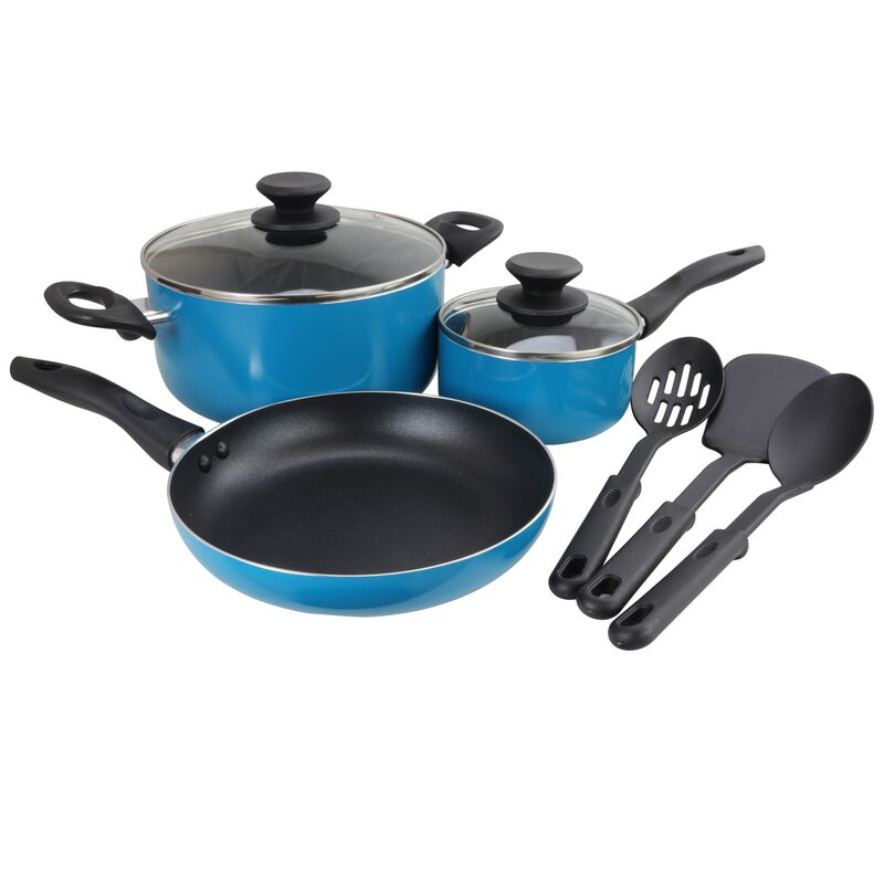 Gibson Home Palmer 8-Piece Cookware Set in Turquoise