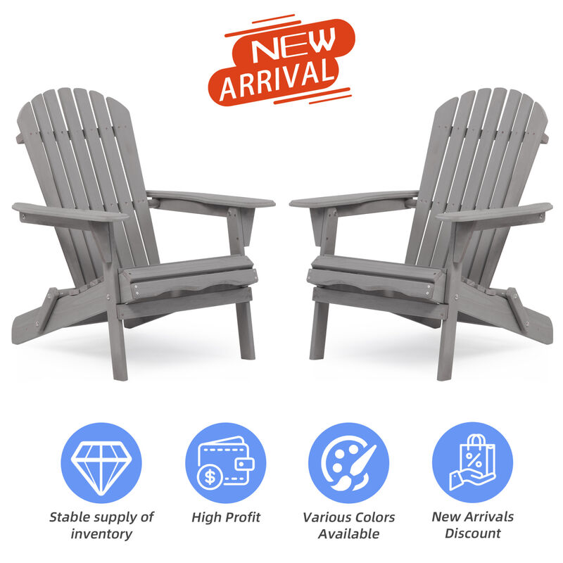 Wood Lounge Patio Chair For Garden Outdoor Wooden Folding Adirondack Chair Set Of 2