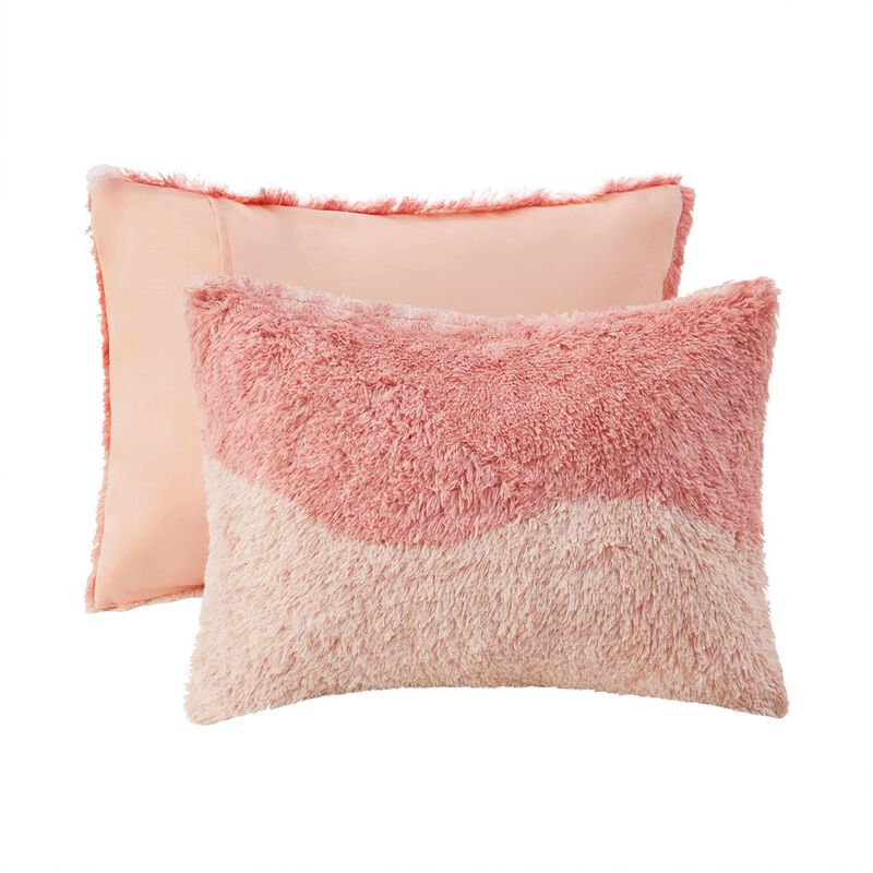 Gracie Mills Ombre Wave Shaggy Faux Fur Comforter Set