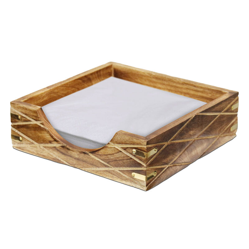 Tabletop Decorative Wood Napkin Holder for Kitchen, Dining Table and Counter Tops