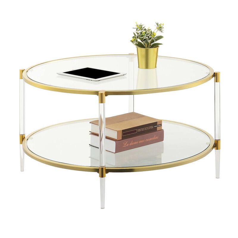 Convenience Concepts Royal Crest Acrylic Glass Coffee Table, Clear/Gold