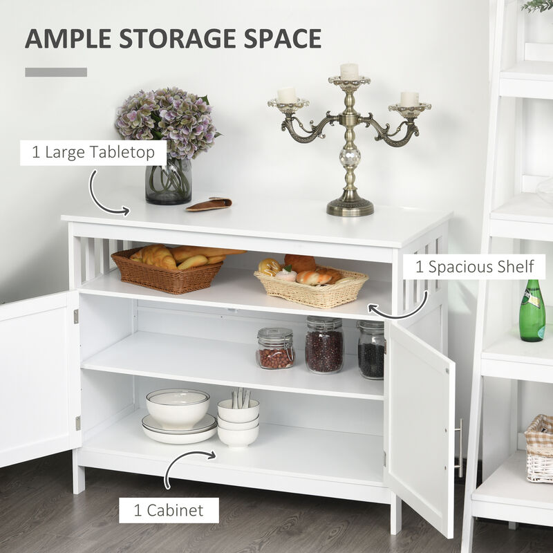 Wood Console Hutch with Multi-Tier Shelf and 2 Layer Cabinet for Dining Room