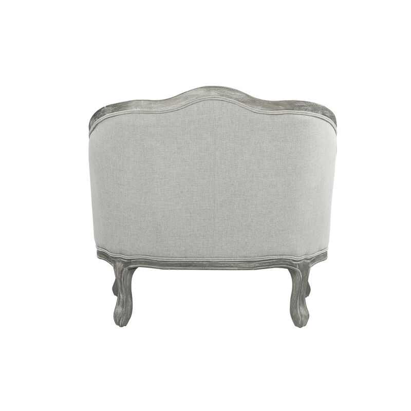 Samael Chair w/Pillow, Gray Linen & Gray Oak Finish LV01163