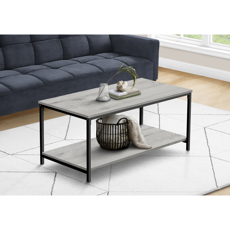 Monarch Specialties I 3801 Coffee Table, Accent, Cocktail, Rectangular, Living Room, 40"L, Metal, Laminate, Grey, Black, Contemporary, Modern