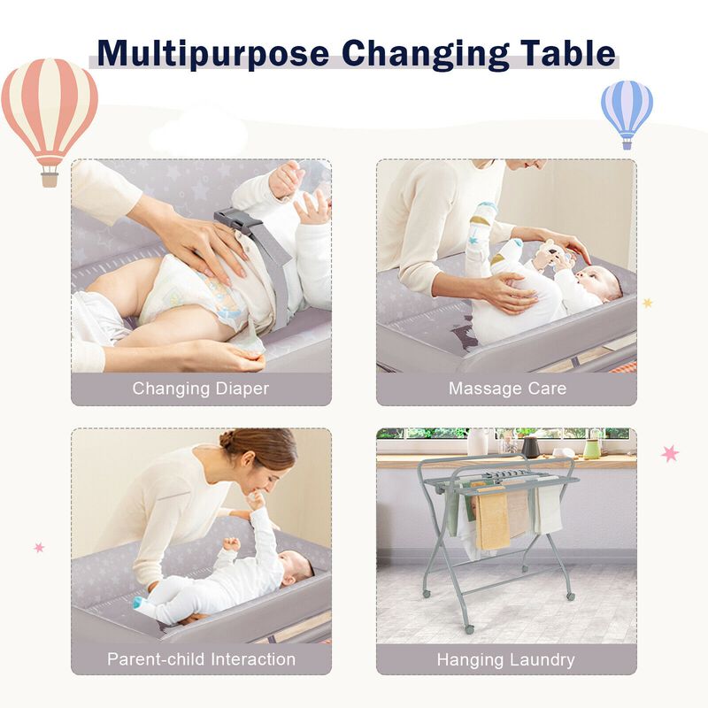 Baby Changing Table with Safety Belt and 4-side Defence