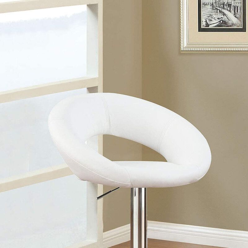 Set of 2 White Faux Leather Adjustable Chairs