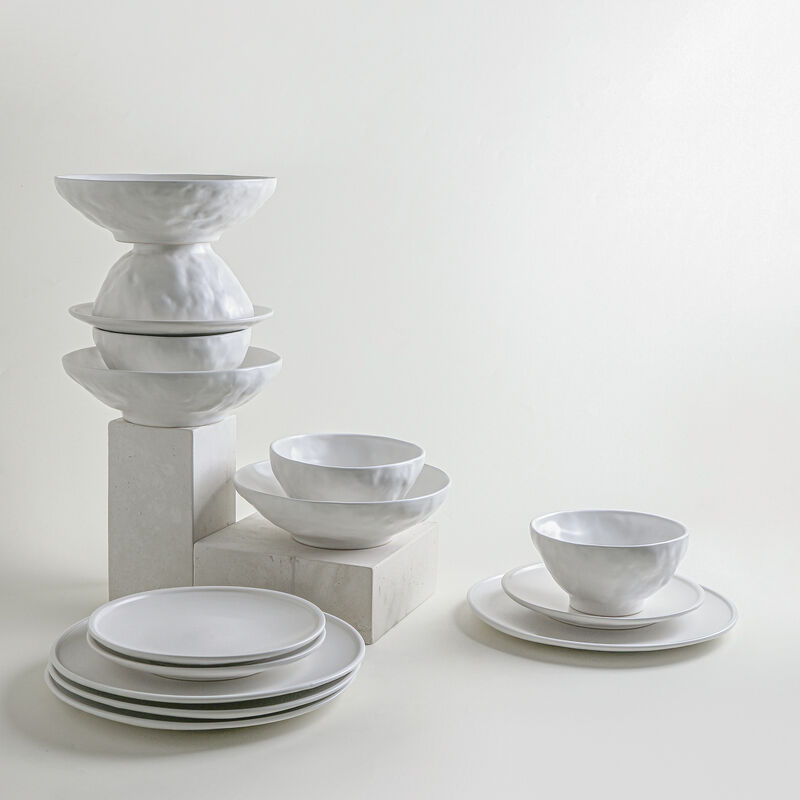 Stone by Mercer Project NENDO Stoneware 16 Piece Dinnerware Set, White