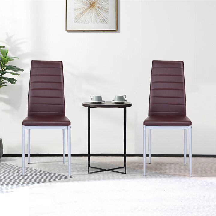4 pcs PVC Leather Dining Side Chairs Elegant Design
