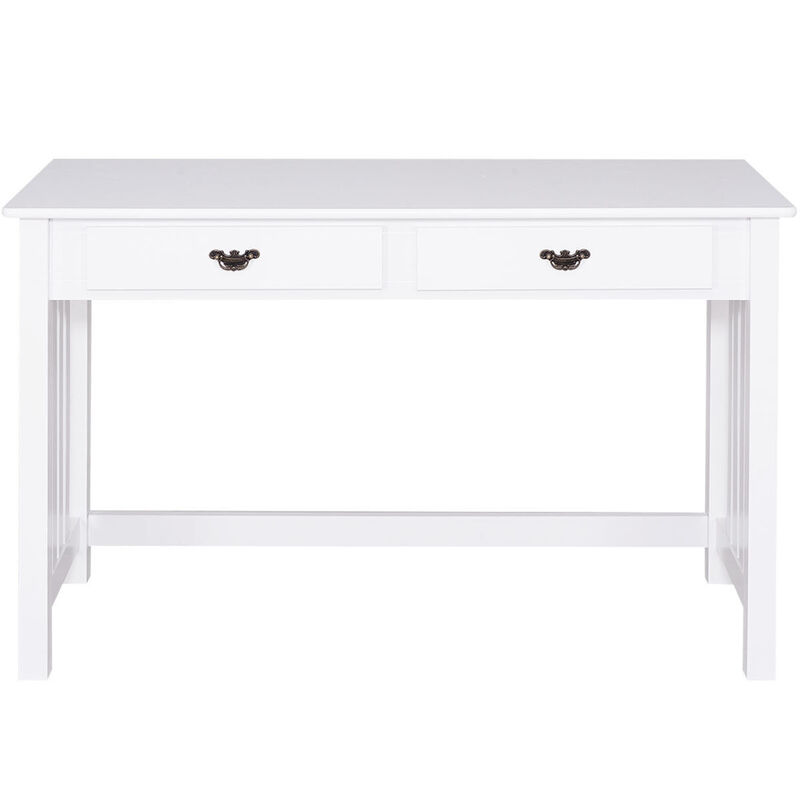 Costway Writing Desk Mission White Home Office Computer Desk 4 Drawer White