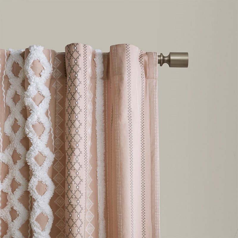 Gracie Mills Modesto Textured Chenille Stripe Cotton Curtain Panel with Lining