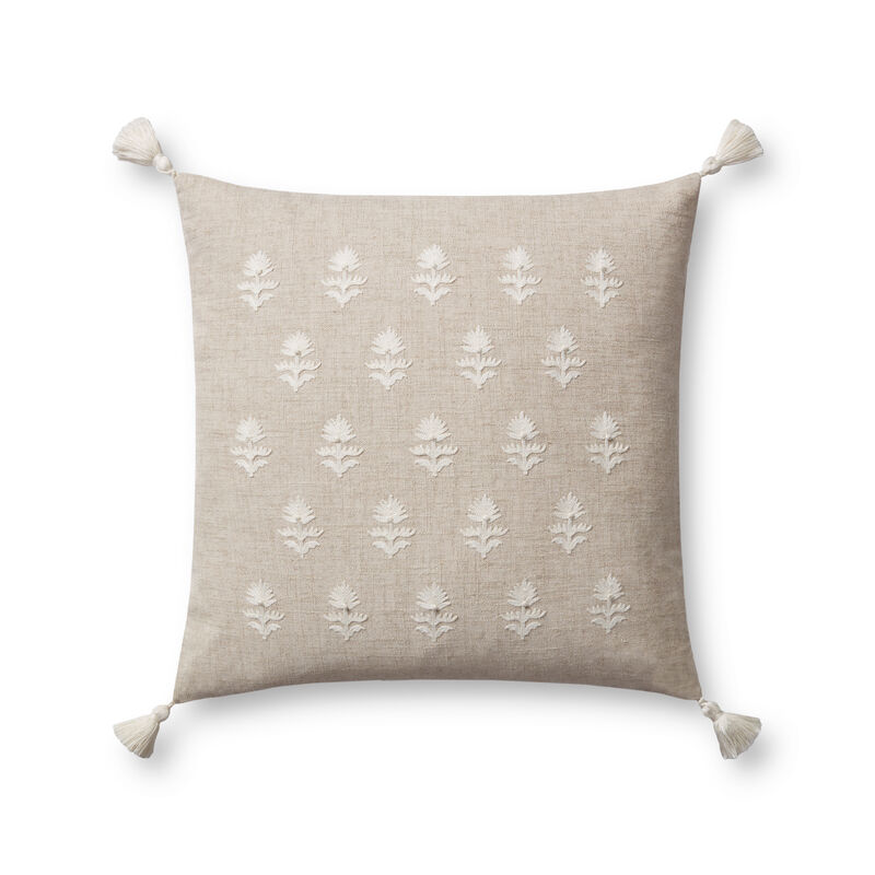 Addison PMH0051 Natural/Ivory 18''x18'' Down Pillow by Magnolia Home by Joanna Gaines x Loloi, Set of Two