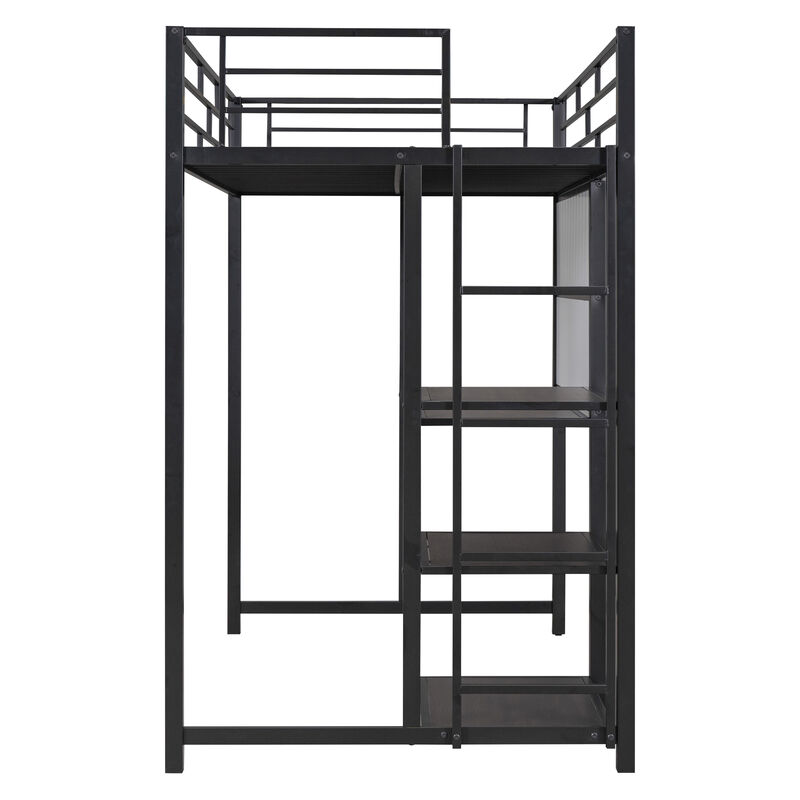 Merax Metal Loft Bed with Desk and Ladder