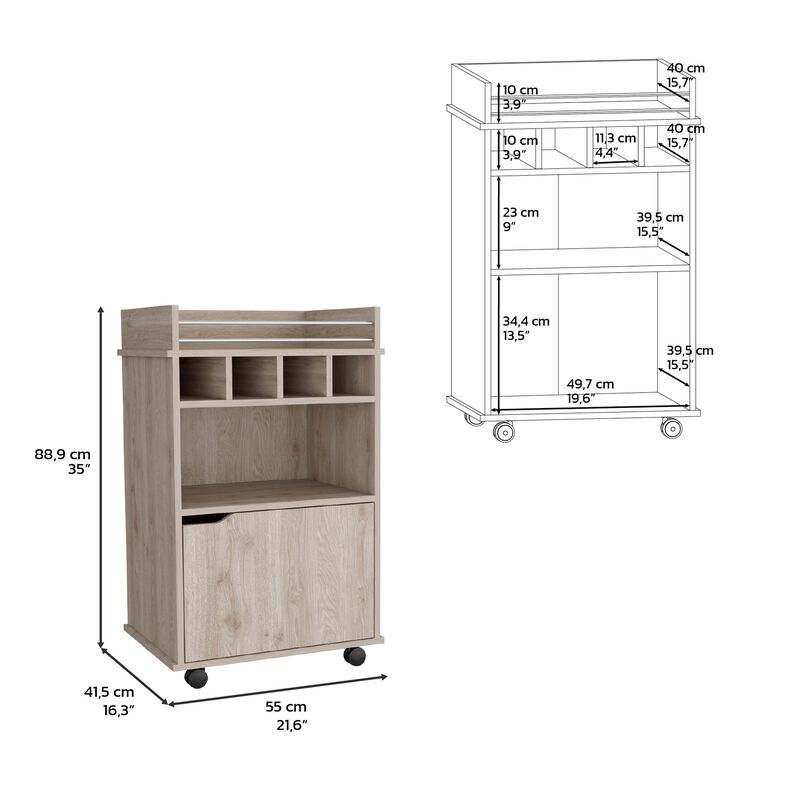 DEPOT E-SHOP black coffee and bar cart 35" H, with 4 wheels, with division for 4 bottles, central shelf, and drawer with openwork door handle. Storage cabinet for glasses and snacks