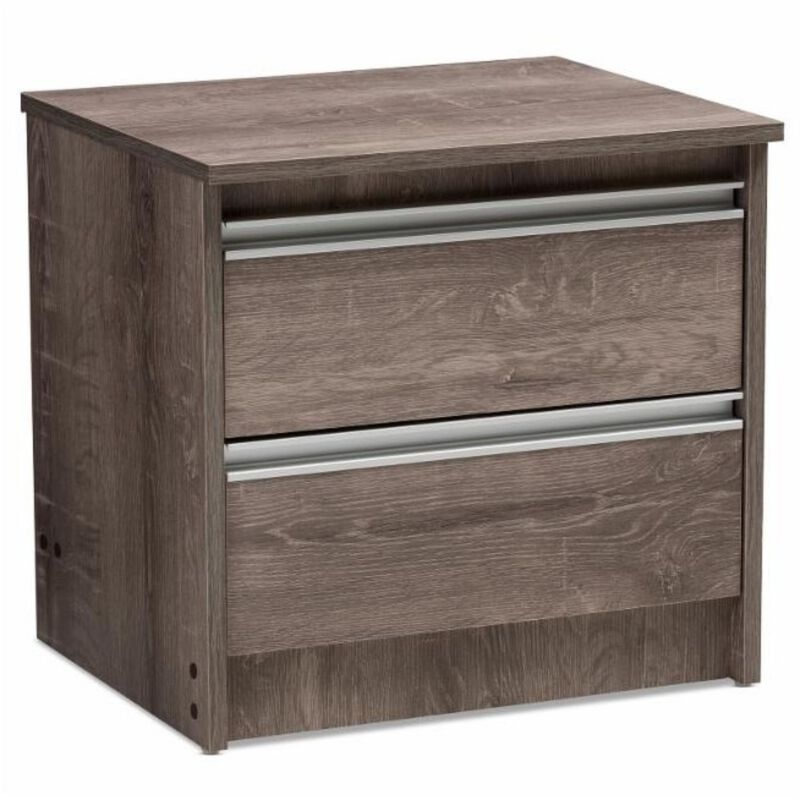 Hivvago Rustic FarmHome 2 Drawer Nightstand Natural Oak