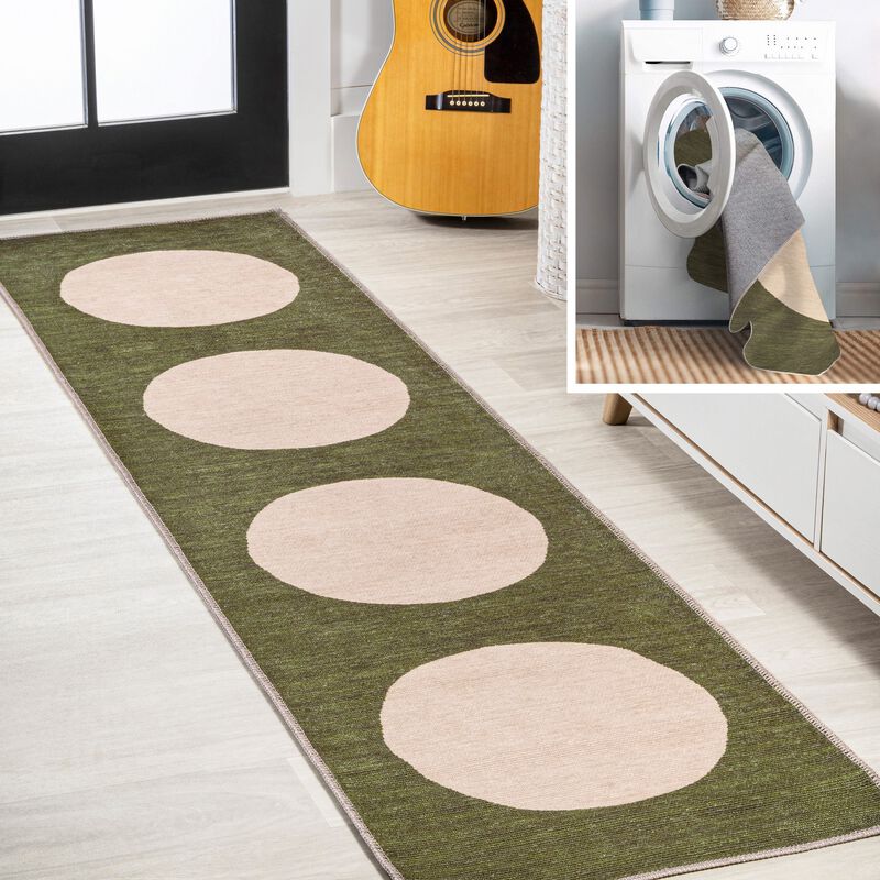 Cirkel Minimalist Geometric Dot Machine Washable Area Rug