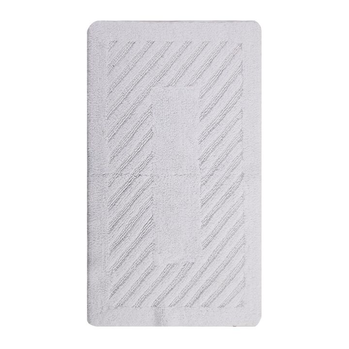 Knightsbridge Diagonal Racetrack 100% Cotton Reversible Bath Rug 17 X 24 White