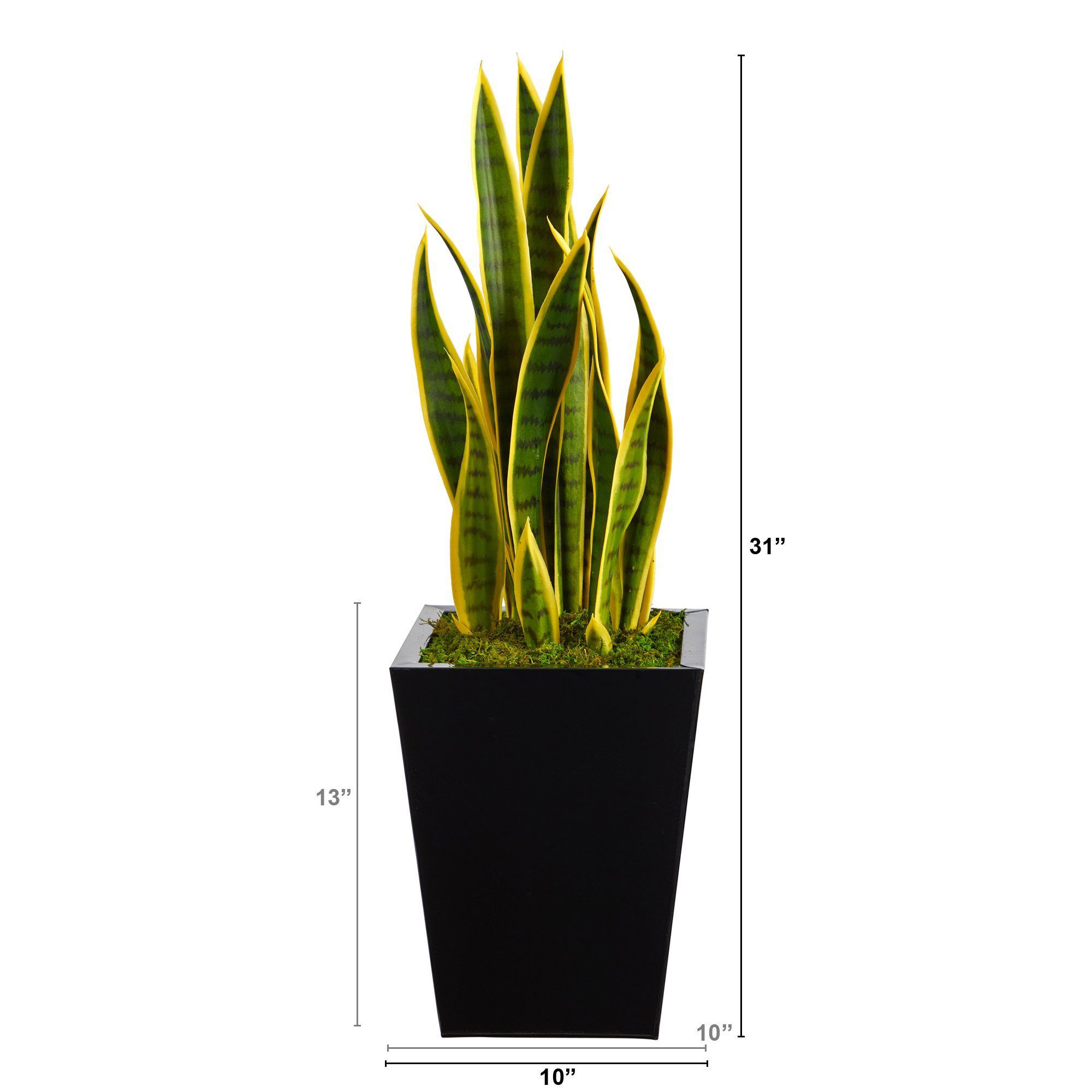 Nearly Natural 31-in Sansevieria Artificial Plant Black Metal