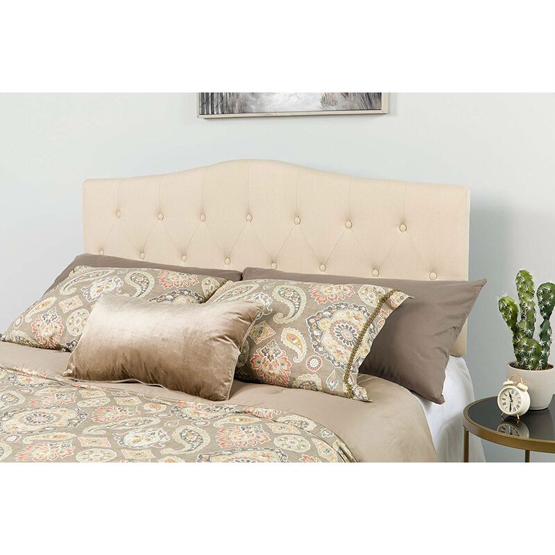 Hivvago Twin size Beige Fabric Upholstered Button Tufted Headboard