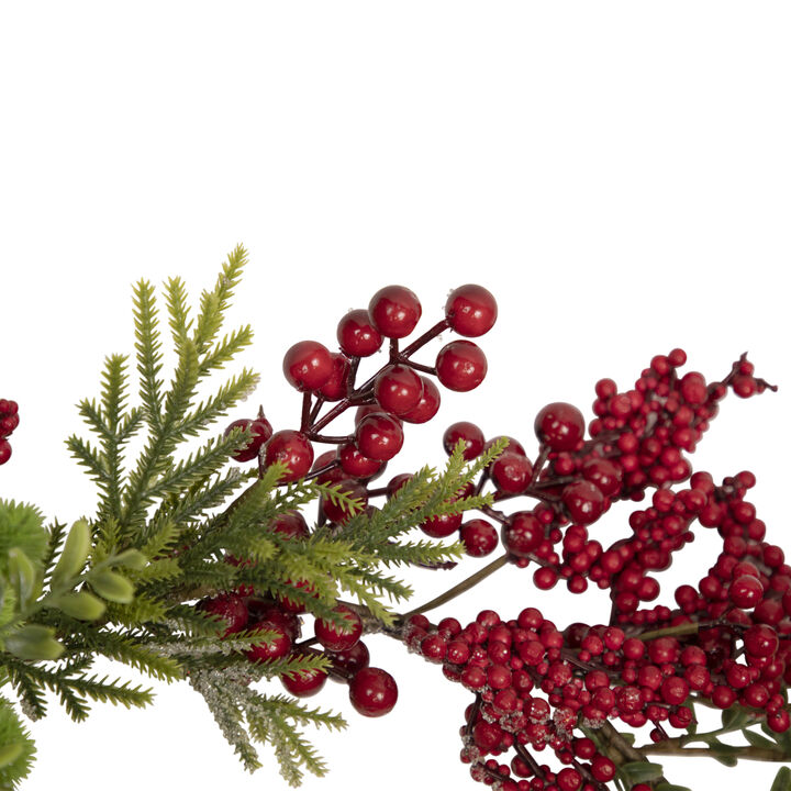 5' x 12" Red Berry and Frosted Pine Christmas Garland - Unlit