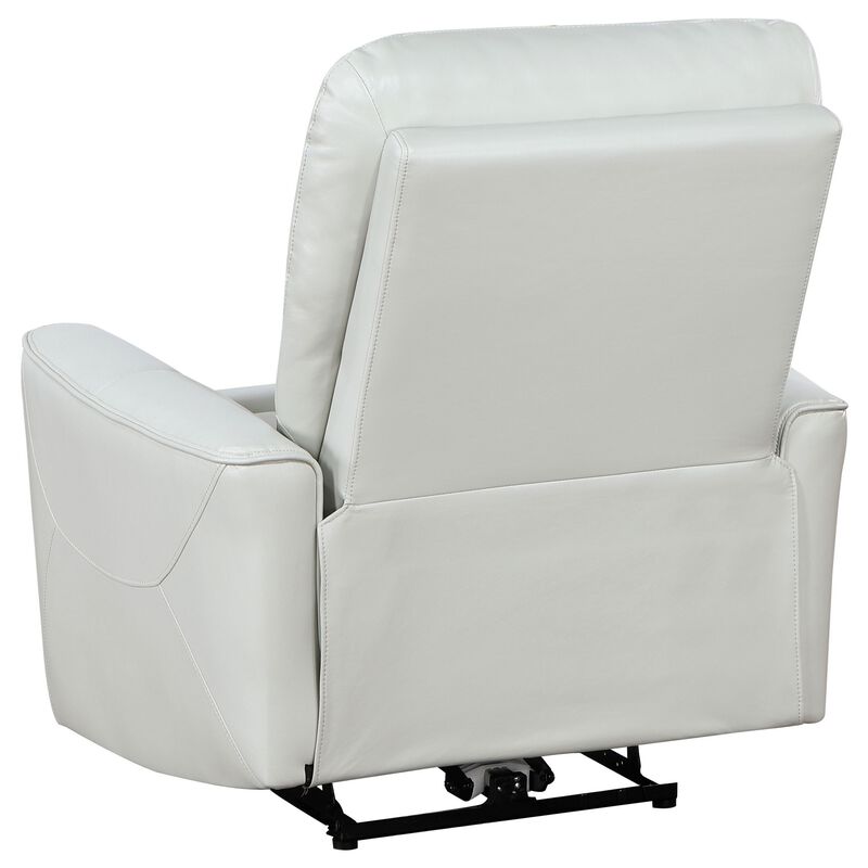 Lima Power Recliner Chair, Ivory Faux Leather, USB Port, Foam Cushions - Benzara