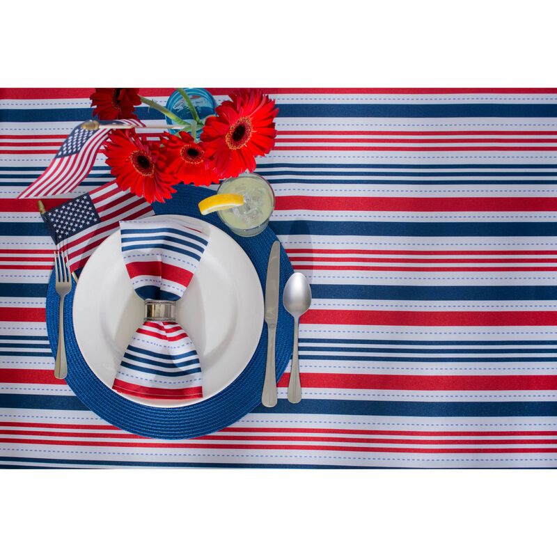 Red and Blue Patriotic Striped Rectangular Tablecloth 60� x 84�