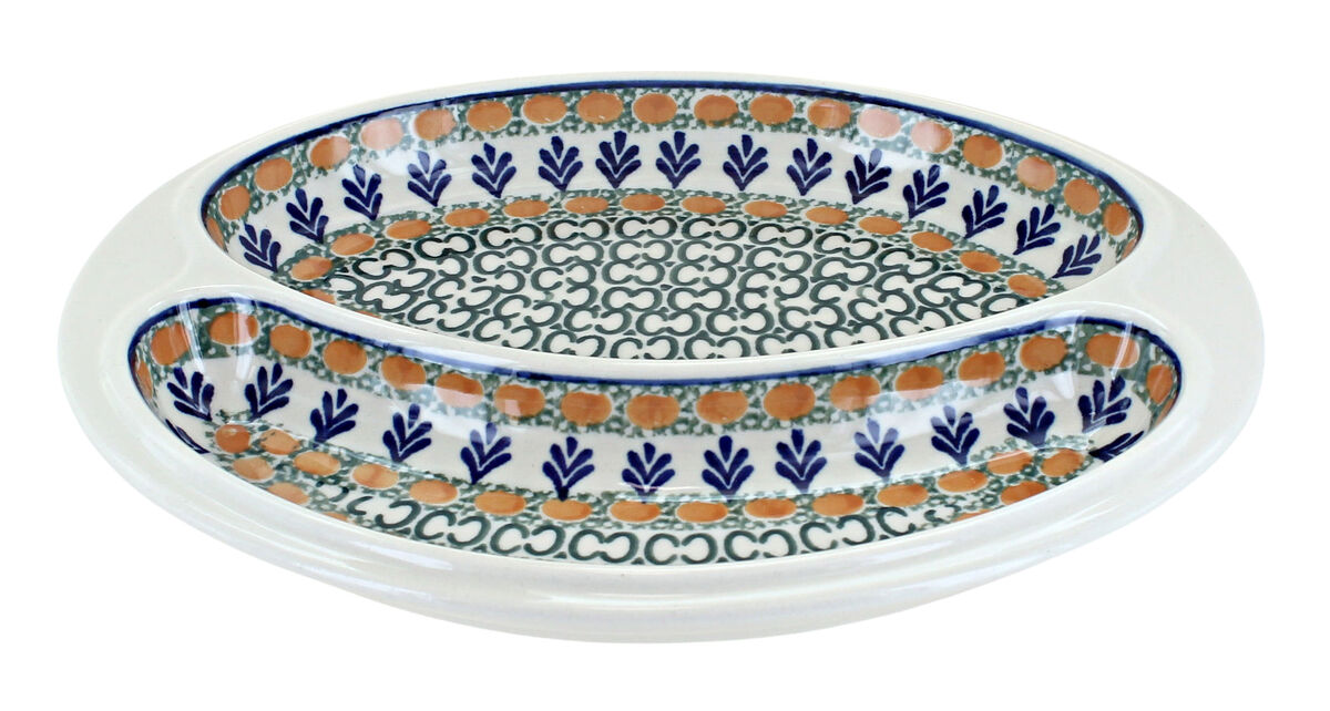 Blue Rose Polish Pottery Athena Bratwurst Plate