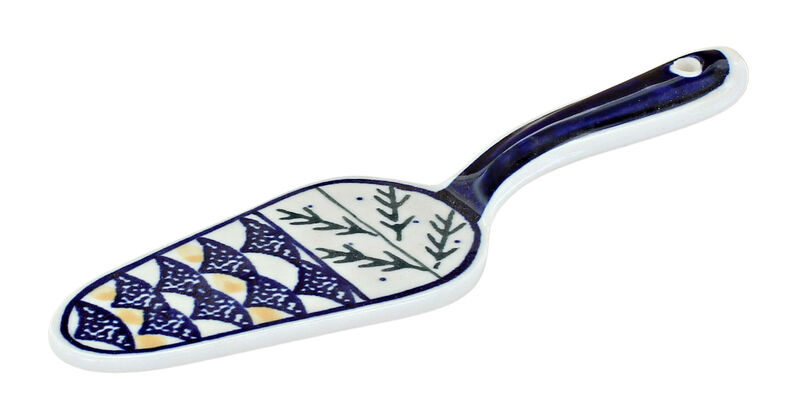 Blue Rose Polish Pottery Nature Cake Server