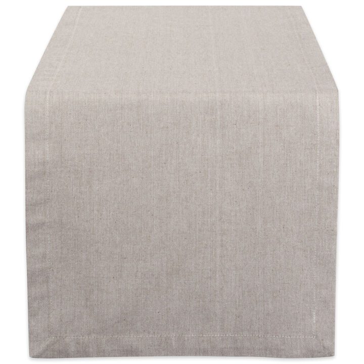 14" x 72" Stone Brown Solid Chambray Rectangular Table Runner