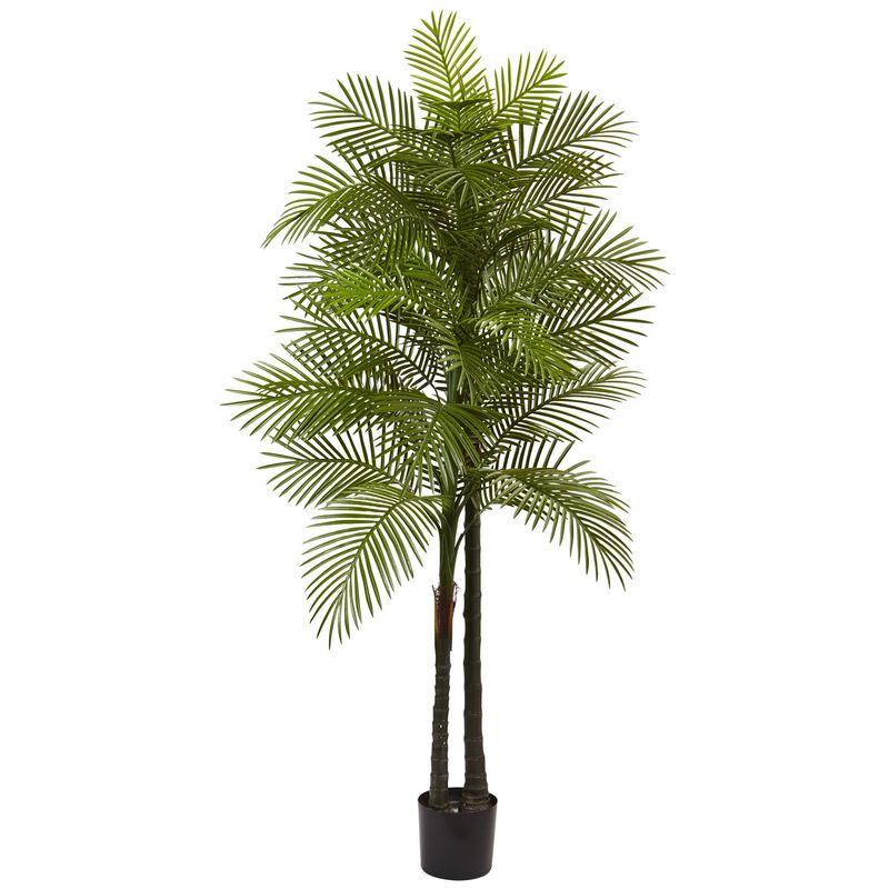 HomPlanti 84 Inches Double Robellini Palm Tree UV Resistant (Indoor/Outdoor)