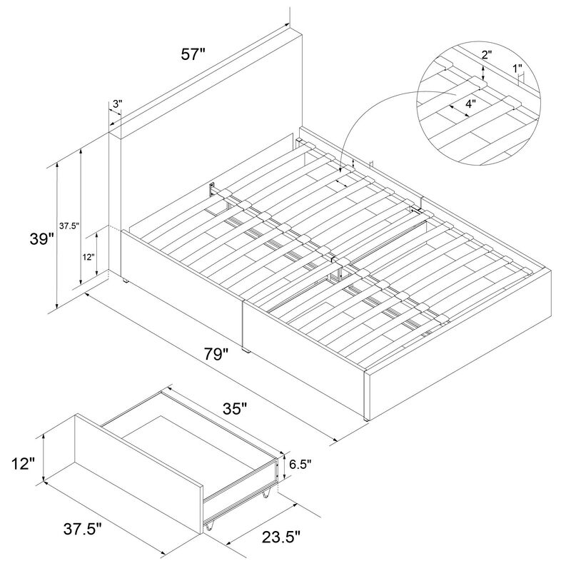 Novogratz Kelly Upholstered Bed with Storage Drawers