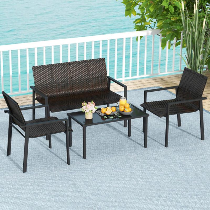 Hivvago 4 Pieces Patio Furniture Set with Heavy Duty Galvanized Metal Frame