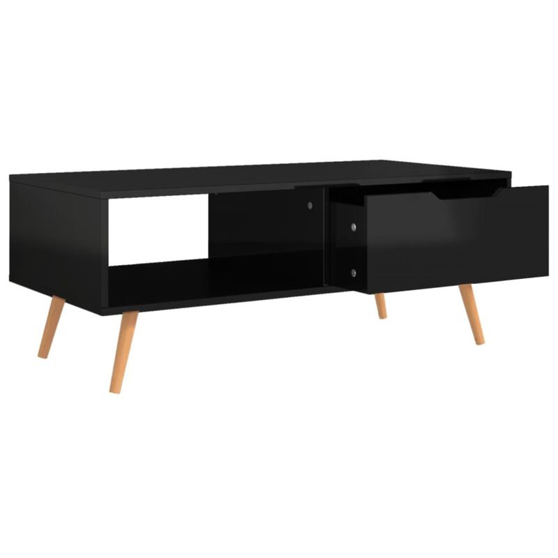 vidaXL, High Gloss Black Coffee Table in Engineered Wood - Sturdy Rectangular Table for Living Room - Easy to Assembly