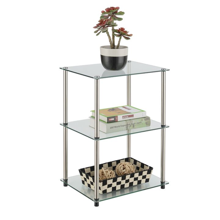 Designs2Go Classic Glass Tall 3 Tier End Table