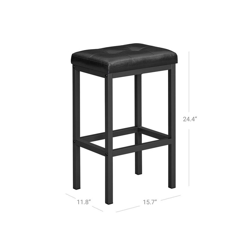 BreeBe Set of 2 Black Bar Stools with Cushion